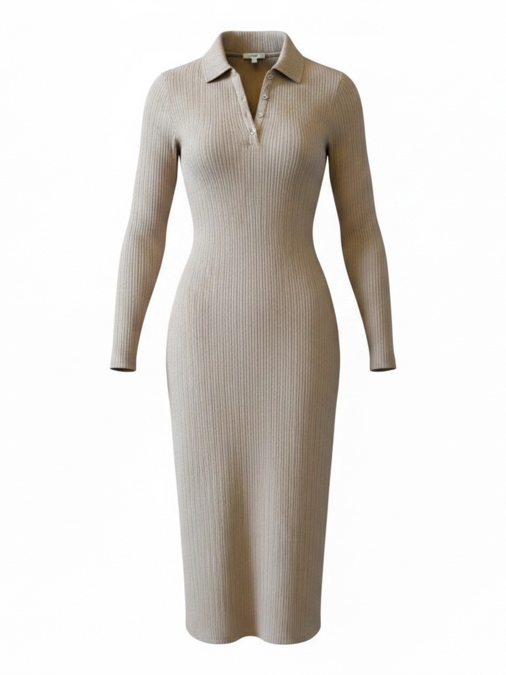 Z Supply Ribbed Polo Midi Dress in Taupe